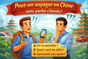 Peut-on voyager en Chine sans parler chinois : un voyageur tenant un téléphone portable demande de l'aide en Chine
