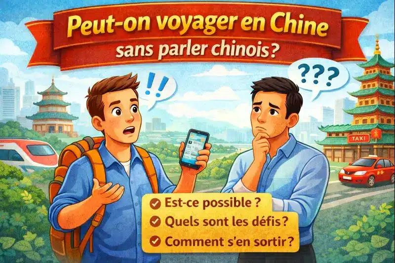 Peut-on voyager en Chine sans parler chinois : un voyageur tenant un téléphone portable demande de l'aide en Chine