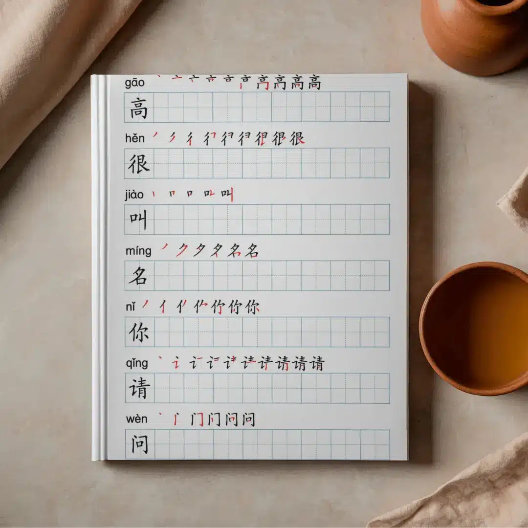 Détail ordre des traits caractères chinois nouveau HSK1 3.0 méthode écriture pas à pas